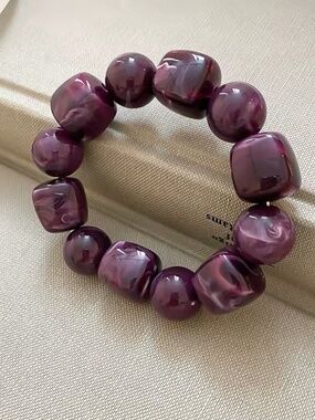 Deep Purple Marbled Resin Chunky Bracelet